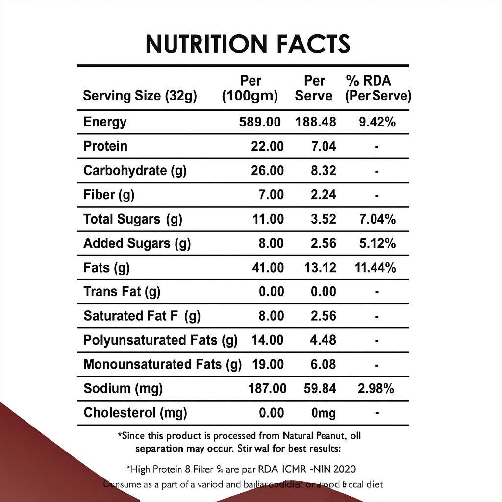 Chocolate Crunchy Peanut Butter - 22% Protein | Natural & Delicious